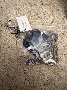 Vera Bradley Clear Paisley Pouch with Blue Earbuds